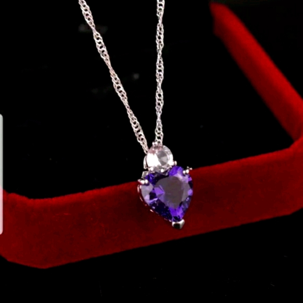 Purple Heart Diamond  Necklace
